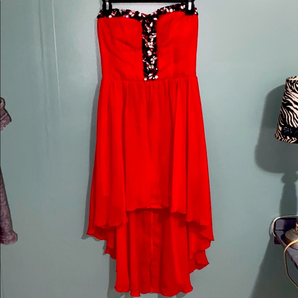 red high low dress